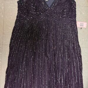 Patra Black Beaded Silk Dress